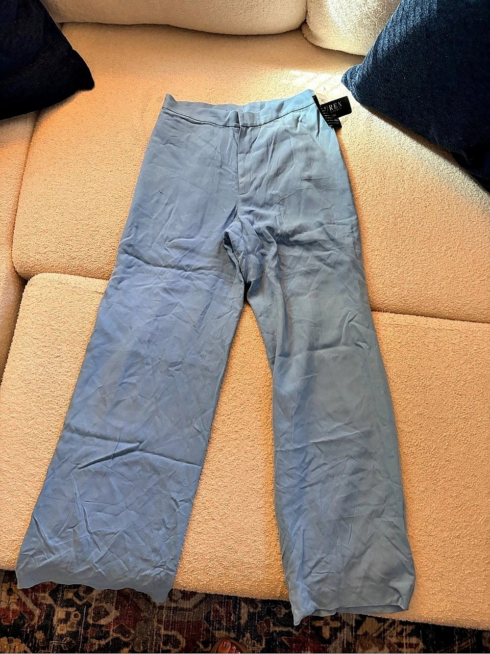 Lauren Ralph Lauren Dorchst Silk Pants Wide Leg Pants in Blue Size 6